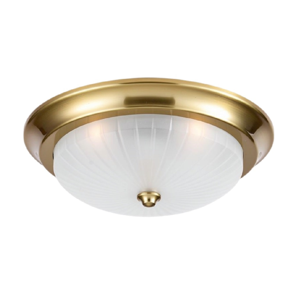 Een mogelijke technische titel in het Nederlands zou zijn: **'Moderne Plafondlamp met Witte Glas en Gouden Accenten'**.